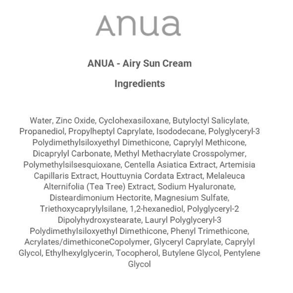 ANUA - Airy Sun Cream 50ml