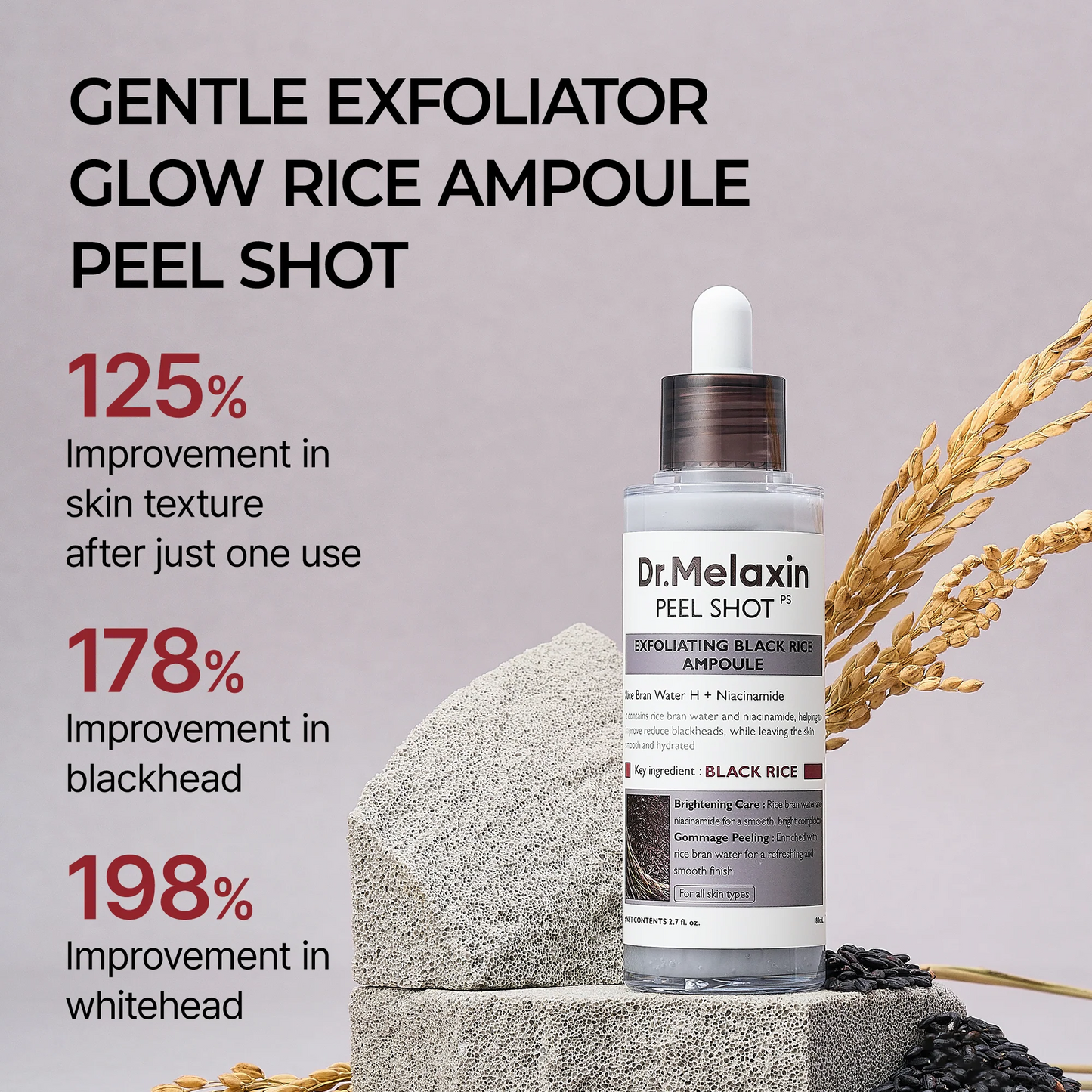Dr.Melaxin - Peel shot exfoliating black rice ampoule 80ml