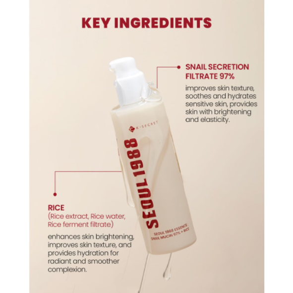 KSECRET SEOUL 1988 Essence : Snail Mucin 97% + Rice 100ml