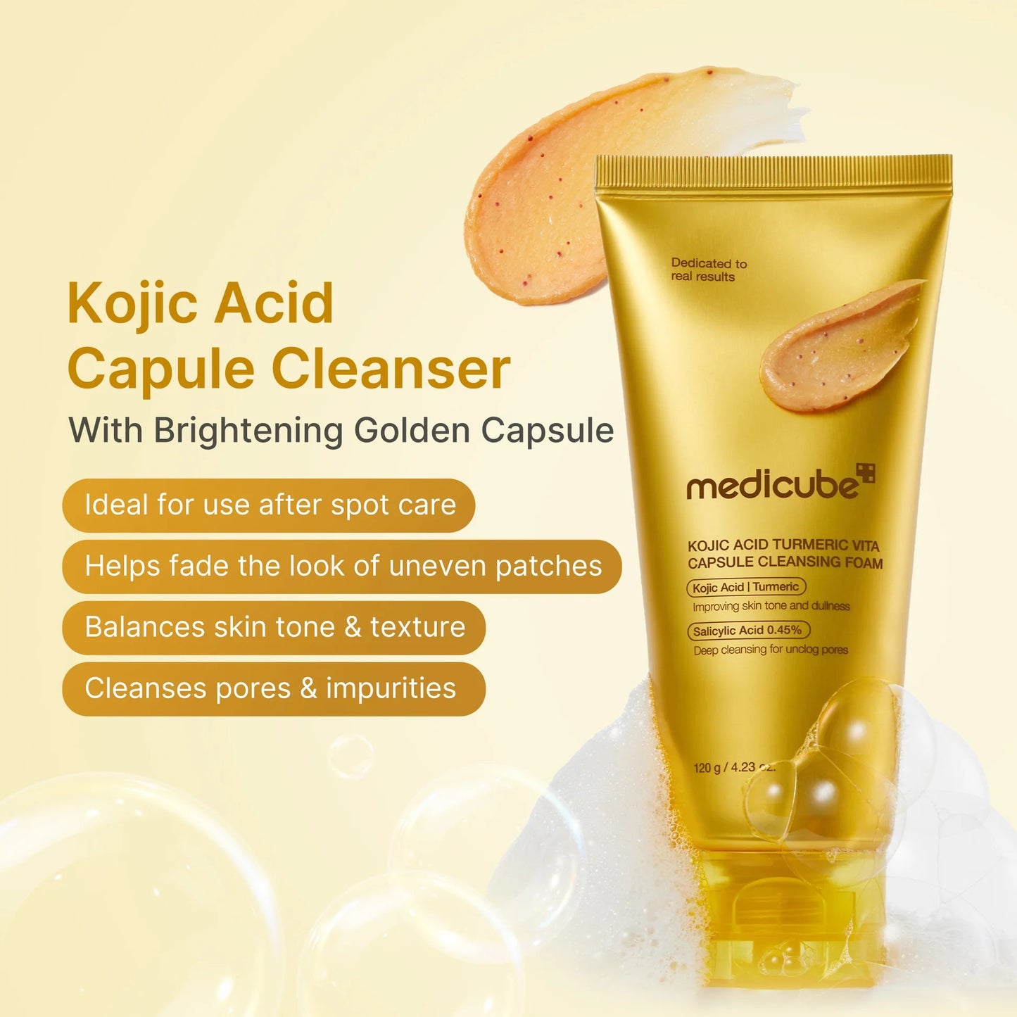 Medicube - Kojic acid turmeric vita capsule cleansing foam 120g
