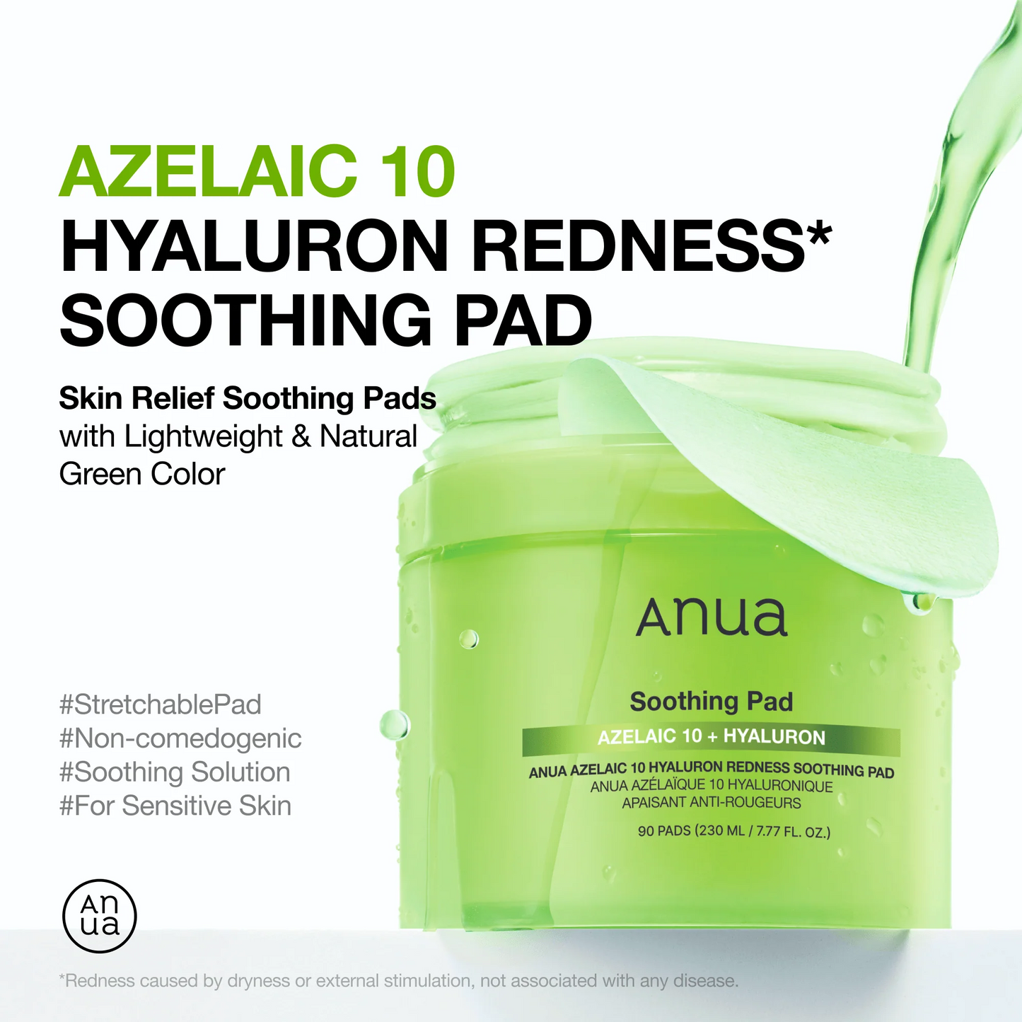 Anua - Azelaic acid 10 hyaluron redness soothing pad 230ml