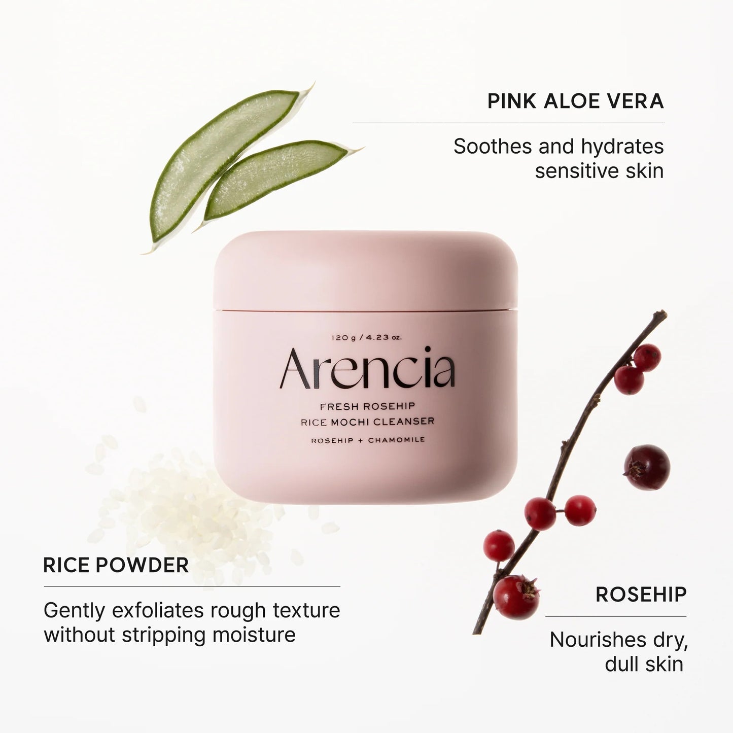 ARENCIA - Rosehip Rice Mochi Cleanser 120g