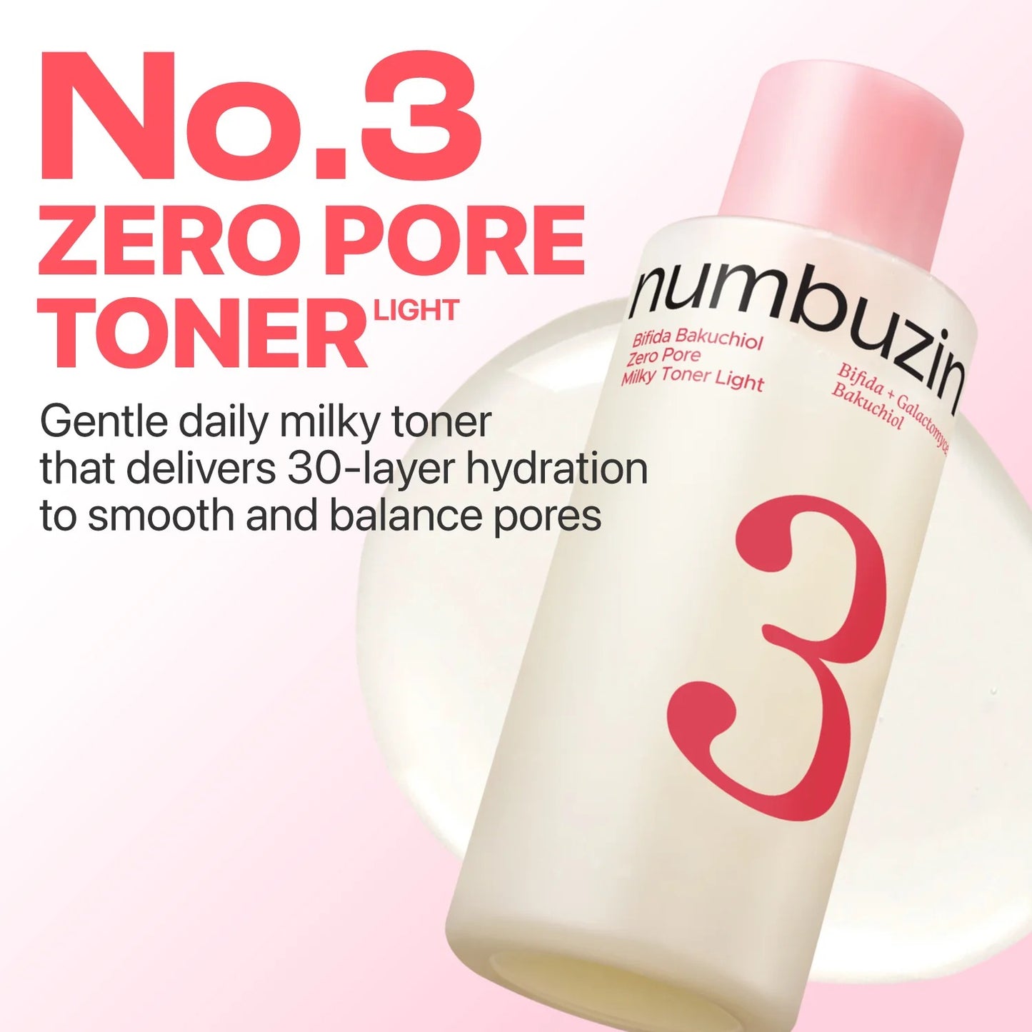 numbuzin - No.3 Bifida bakuchiol zero pore milky toner 200ml