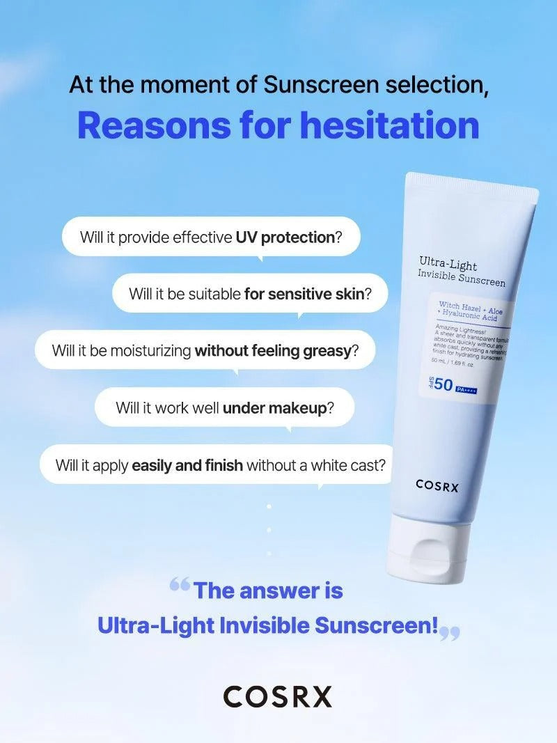 COSRX - Ultra Light Invisible Sunscreen SPF50 PA++++ 50ml