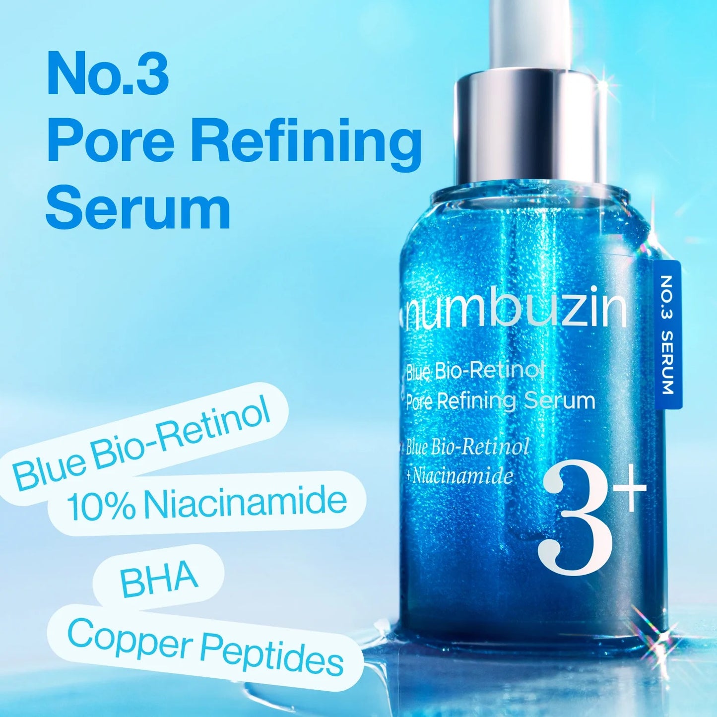 numbuzin - No.3 Blue Bio-Retinol Pore Refining Serum 30ml