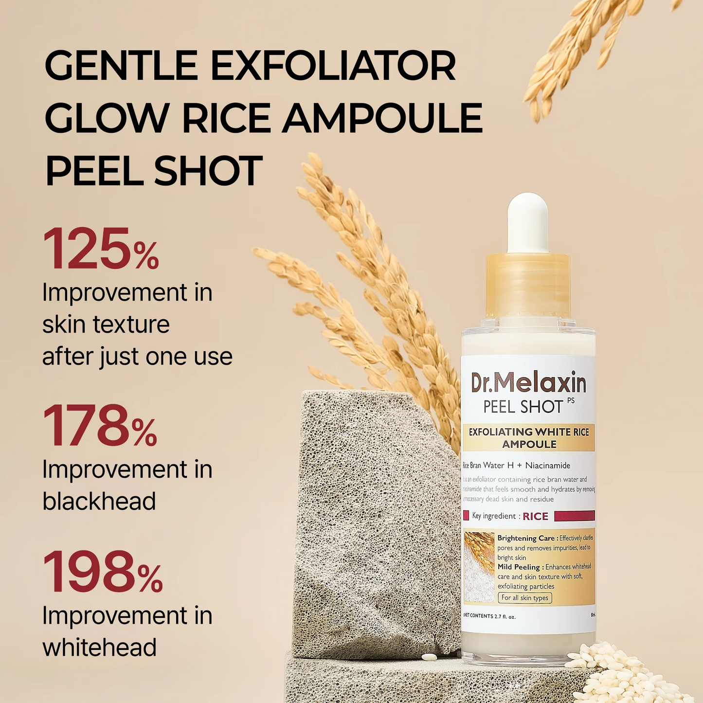 Dr.Melaxin - Peel shot exfoliating black rice ampoule 80ml