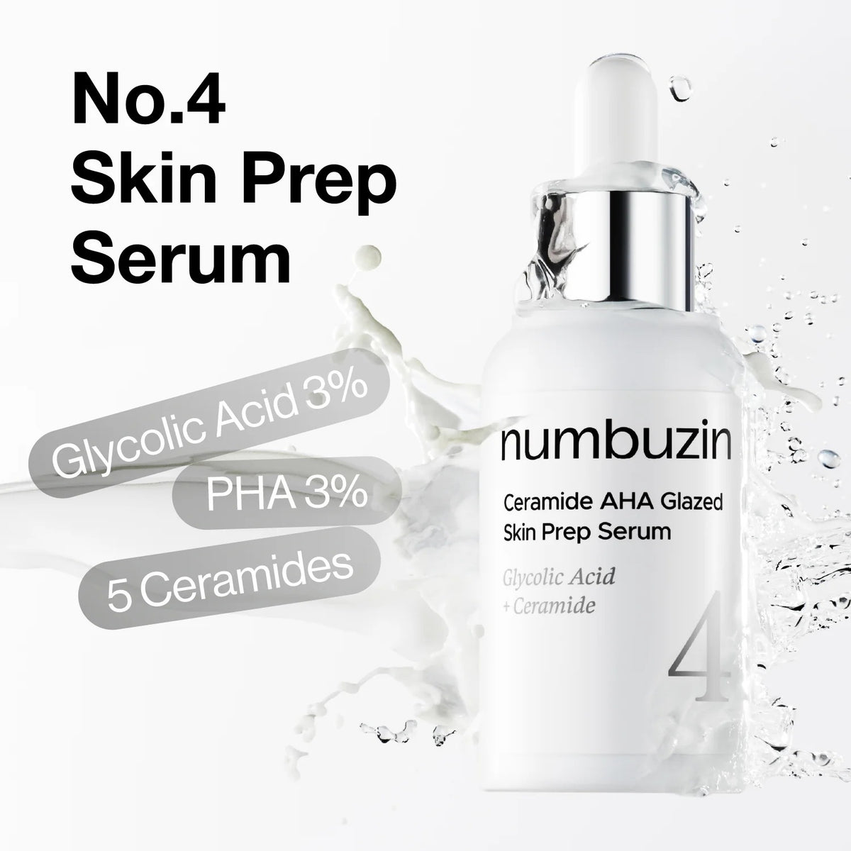 numbuzin - No.4 Ceramide AHA Glazed Skin Prep Serum Vial Set 1.3ml x 10 vials